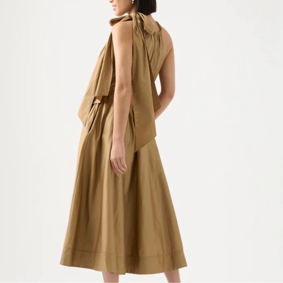 Aje Henriette Tie Strap Midi Dress US Women’s Size 6 Cut Out NWT Willow Brown - Picture 4 of 16